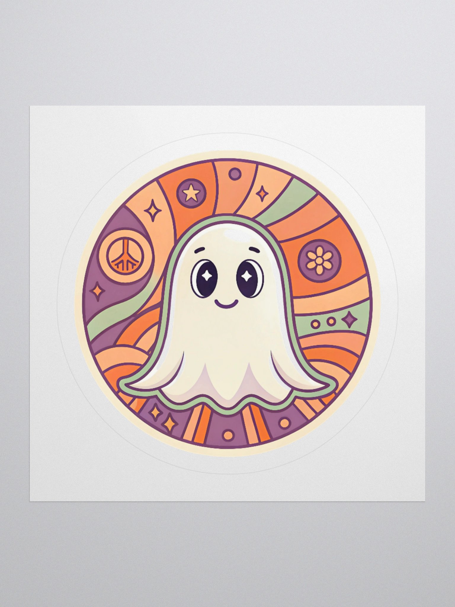 Psychedelic Ghost Kiss Cut Sticker product image (1)