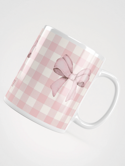 Mug Blanc Vichy Rose Revisité à Message - Cocoon - Cadeau Poétique product image (4)