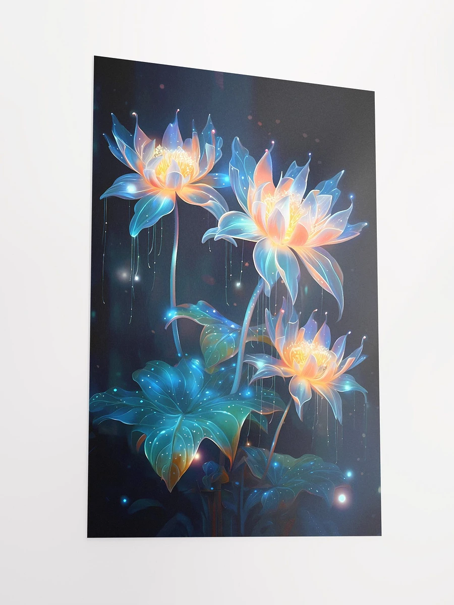 Neon Natura: Illuminated Aquatic Flowers Art Print Matte Poster product image (4)