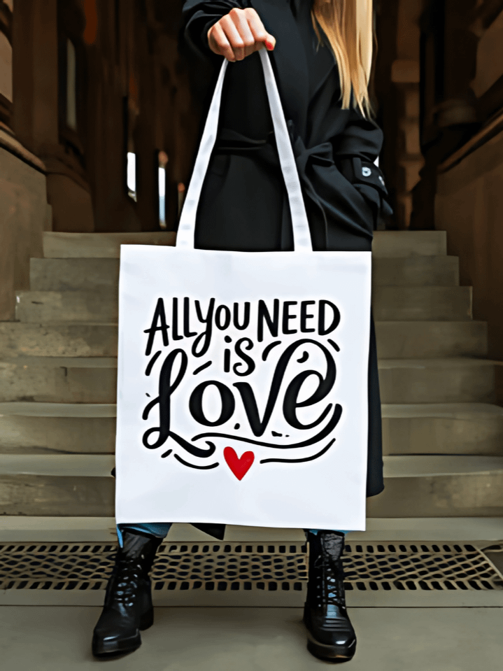 All You Need Is Love Tote Bag Graphic – Inspirational Valentine’s Day Artwork – Ideal for Sublimation on Tote Bags – Instant Digital Download – 300 DPI PNG product image (1)