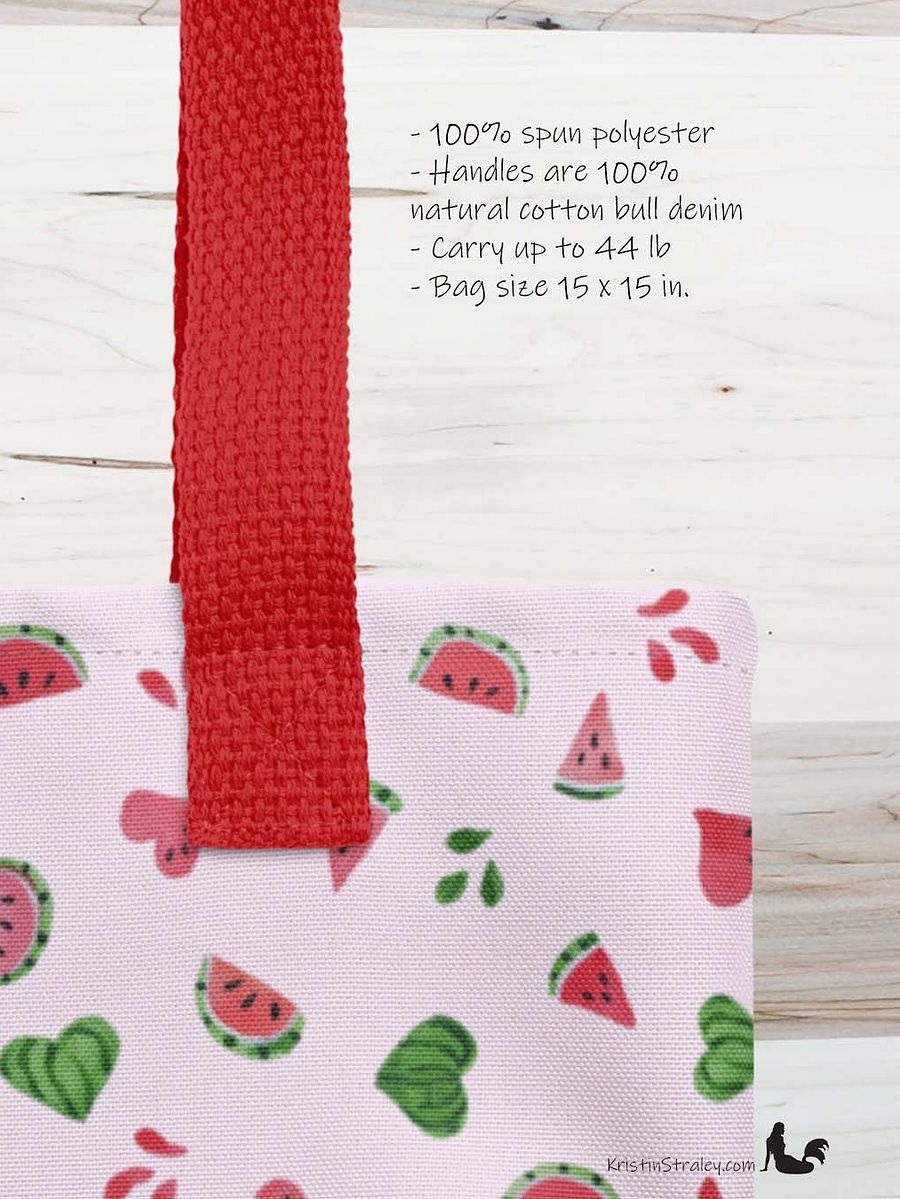 Tossed Watermelons and Hearts on Pink Reusable Tote Bag product image (3)