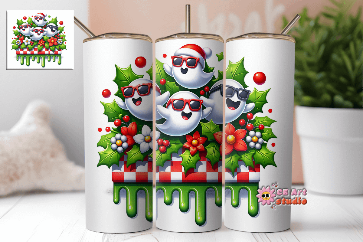 Ghost Christmas Cute Tumbler Wrap PNG product image (1)