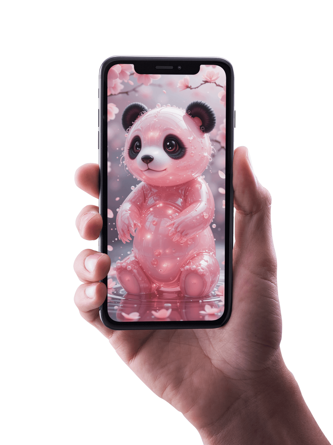 8K Pink Flower Water Panda Wallpaper – Exclusive AI Design for Your Phone product image (1)