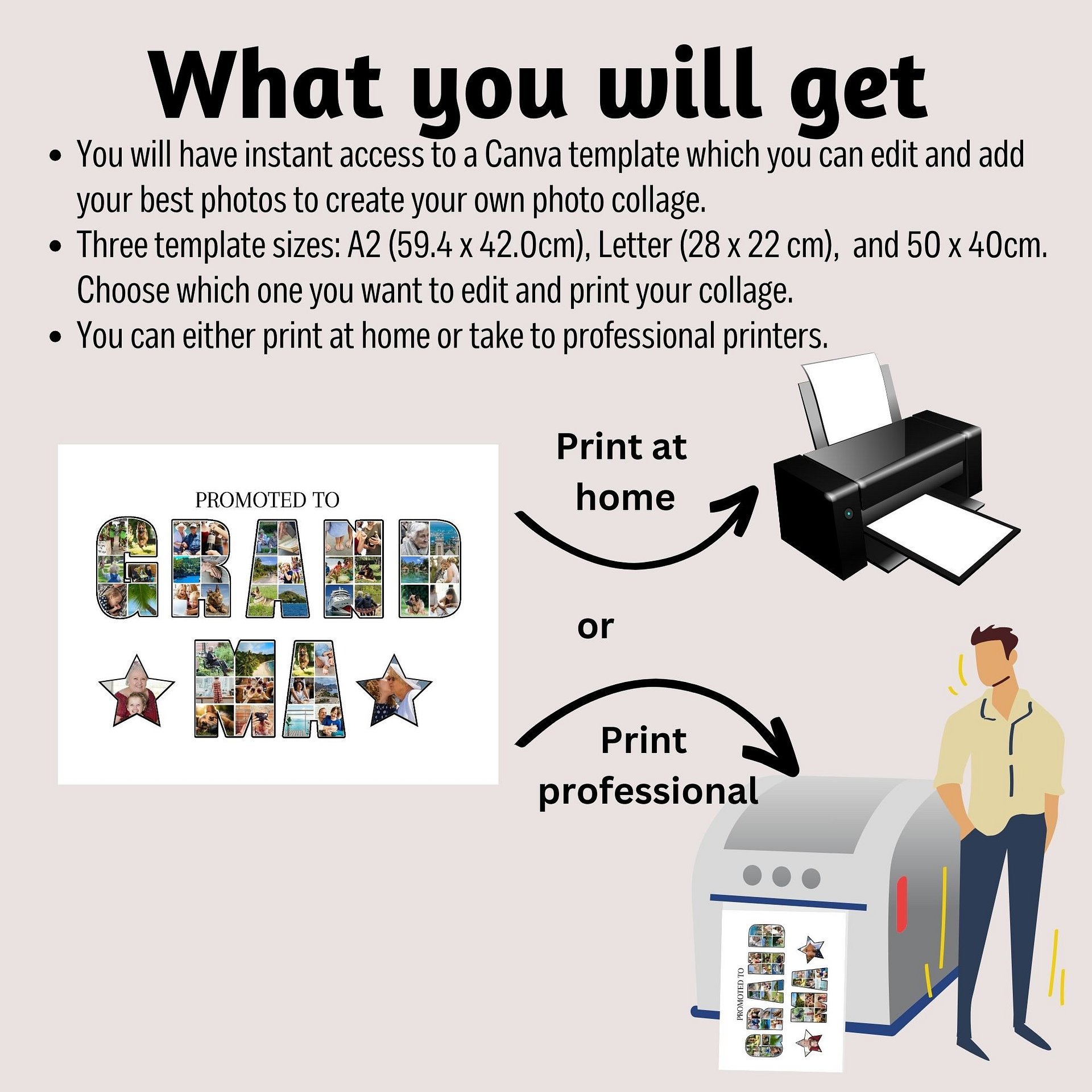Promoted to Grandma Photo Collage Canva Template product image (2)