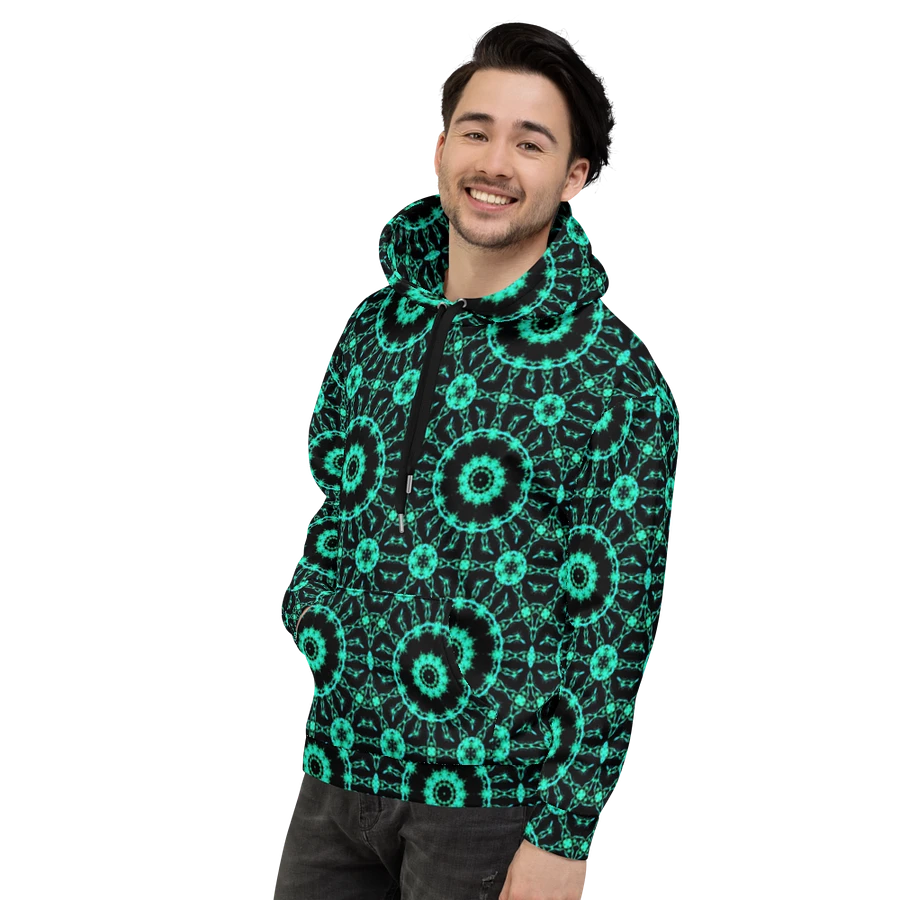Abstract Repeating Neon Green Shapes Unisex All Over Print Hoodie product image (16)