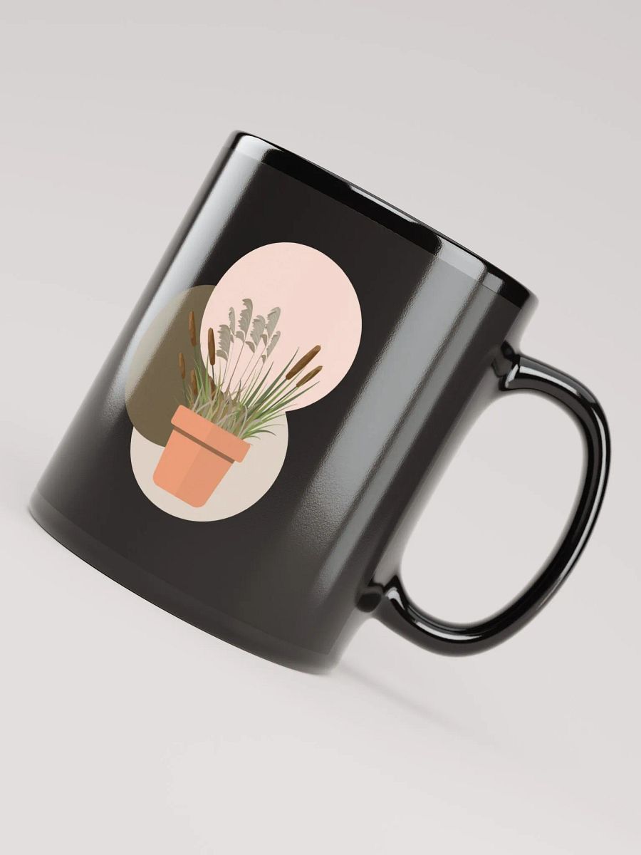 Potted Cattails With Circles Design Black Mug product image (8)