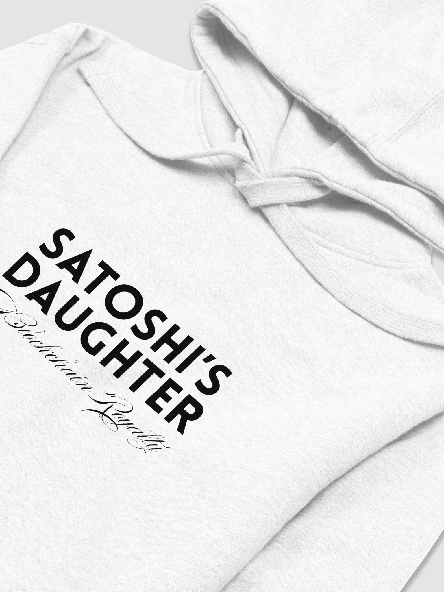 Satoshi’s Daughter – Blockchain Royalty | Black Font Hoodie product image (2)