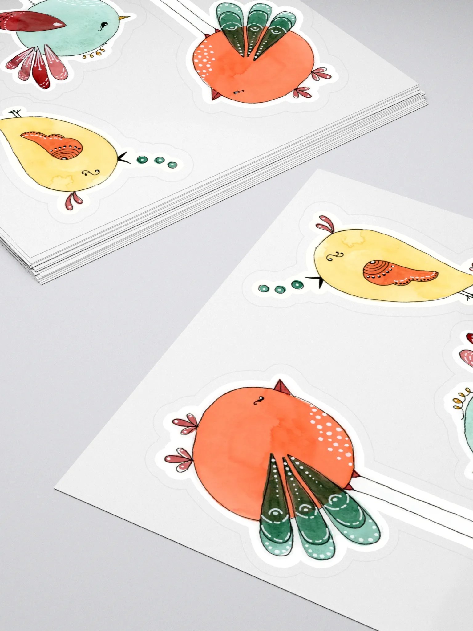 Watercolor Bird Doodle Stickers Set of 3 Birds product image (4)