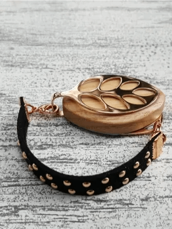 Black Faux Suede Stud Bracelet | Handmade Accessory for Bellabeat Leaf Urban & Ivy product image (2)