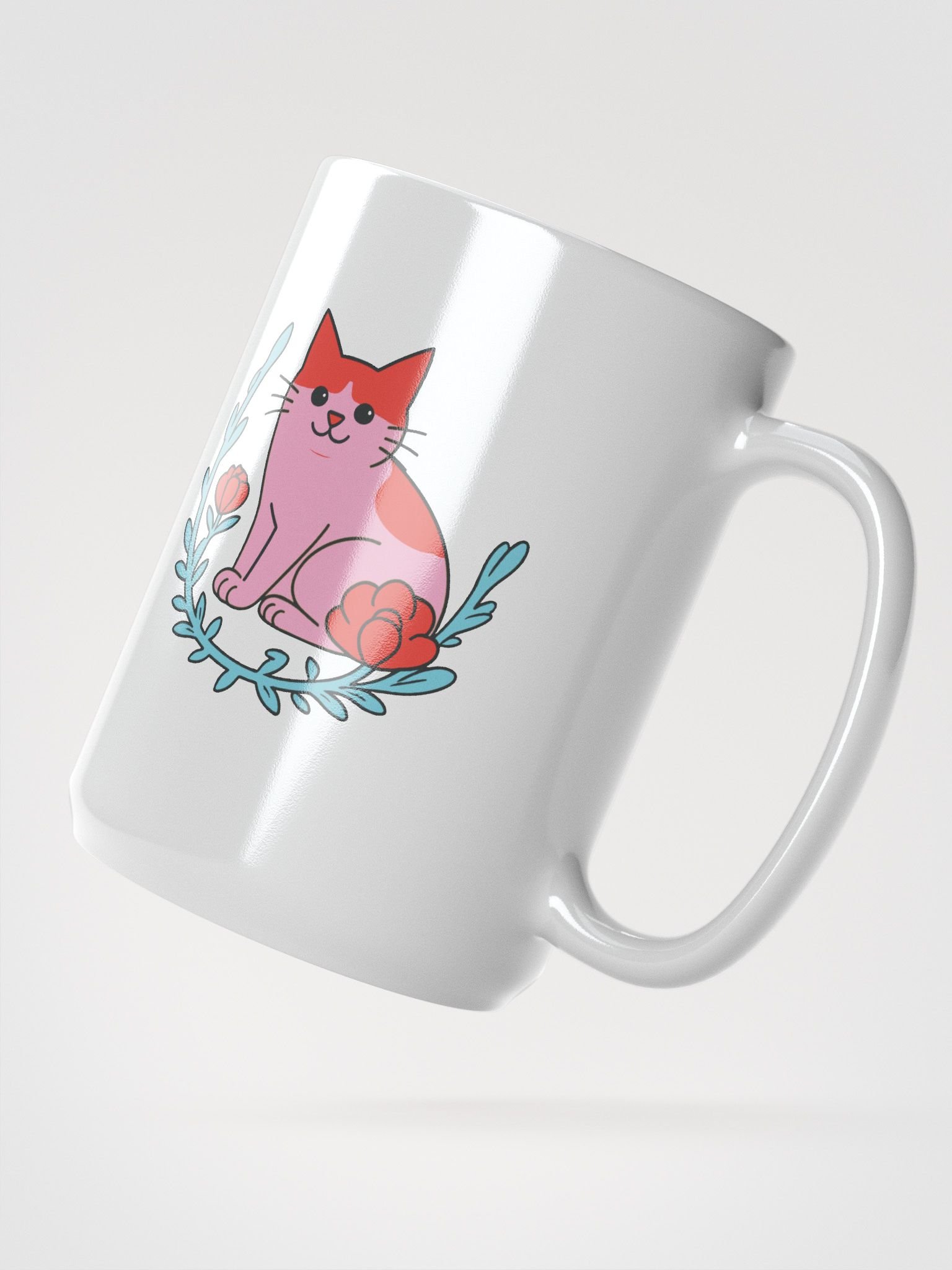 Whimsical Pink Cat Wreath Mug product image (3)