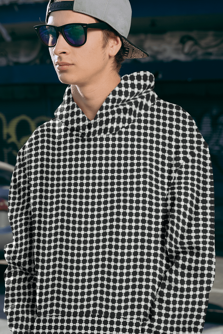 Abstract White and Black Chain Unisex All Over Print Hoodie product image (2)