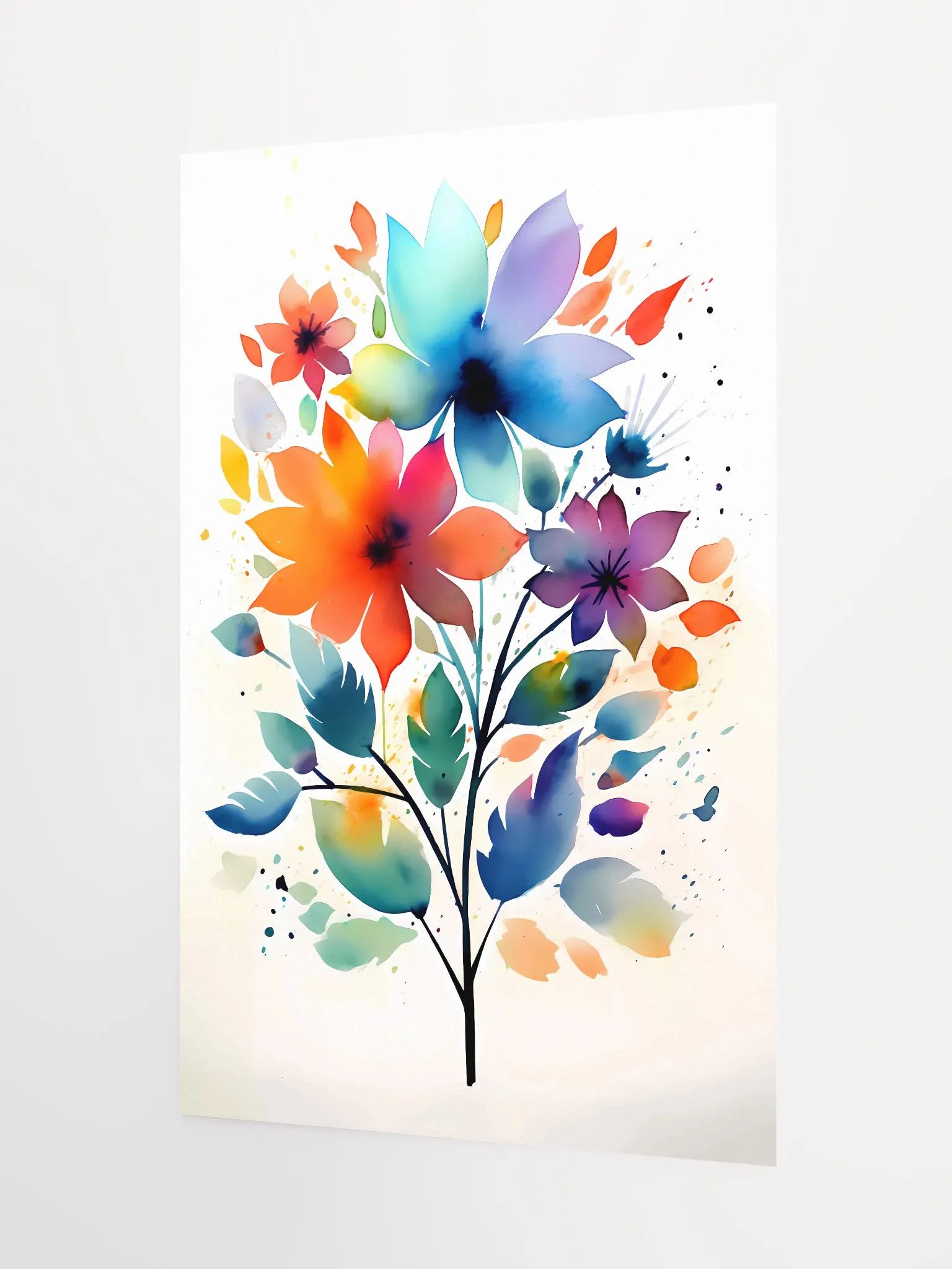 Vibrant Watercolor Blossoms - Cheerful Modern Floral Wall Art Matte Poster product image (5)