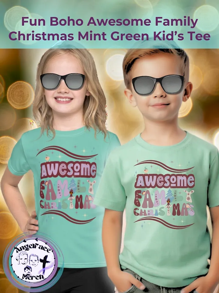 Fun Boho Awesome Family Christmas Mint Green Kid's Tee product image (1)
