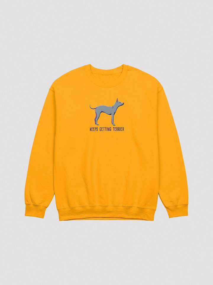 Keeps Getting Terrier Sweatshirt (Embroidered) of an American Hairless Terrier(Blue) product image (10)