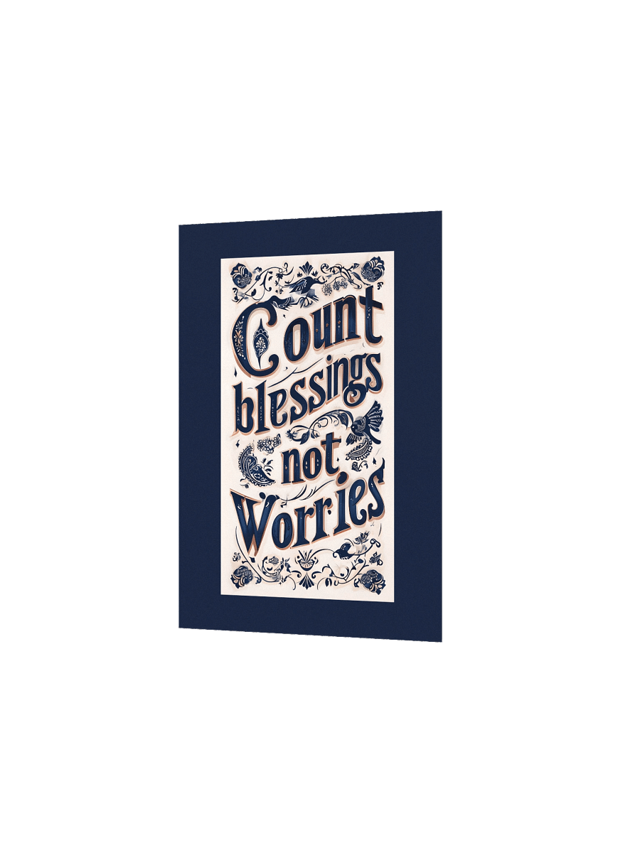 Count Blessings, Not Worries – Decorative Typography Dark Background Poster product image (2)