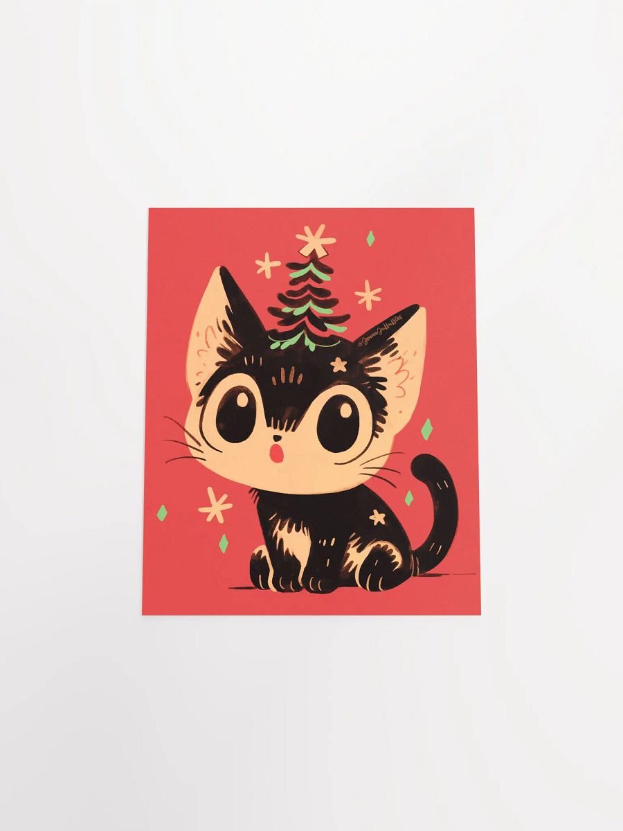 Vintage Christmas Tree Cat | Matte Paper Print product image (5)