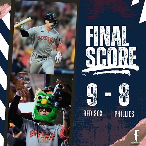 WHAT. A. WIN. 🔥
The Red Sox storm back from a 5-0 hole and take down the Phillies 9-8 in extras! Romy González lit the spark ...