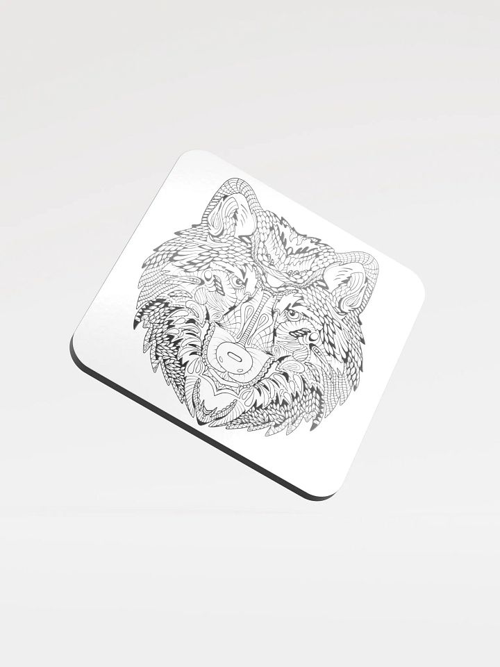Ornate Wolf Etching Cork Coaster product image (1)