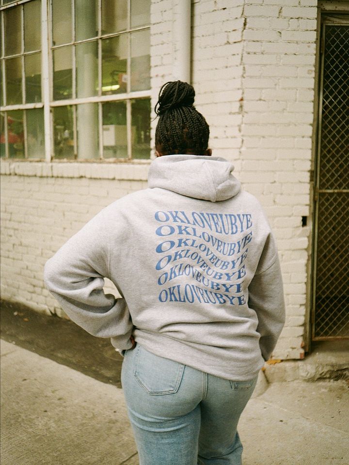 OKLOVEUBYE HOODIE (GREY + BLUE) product image (1)