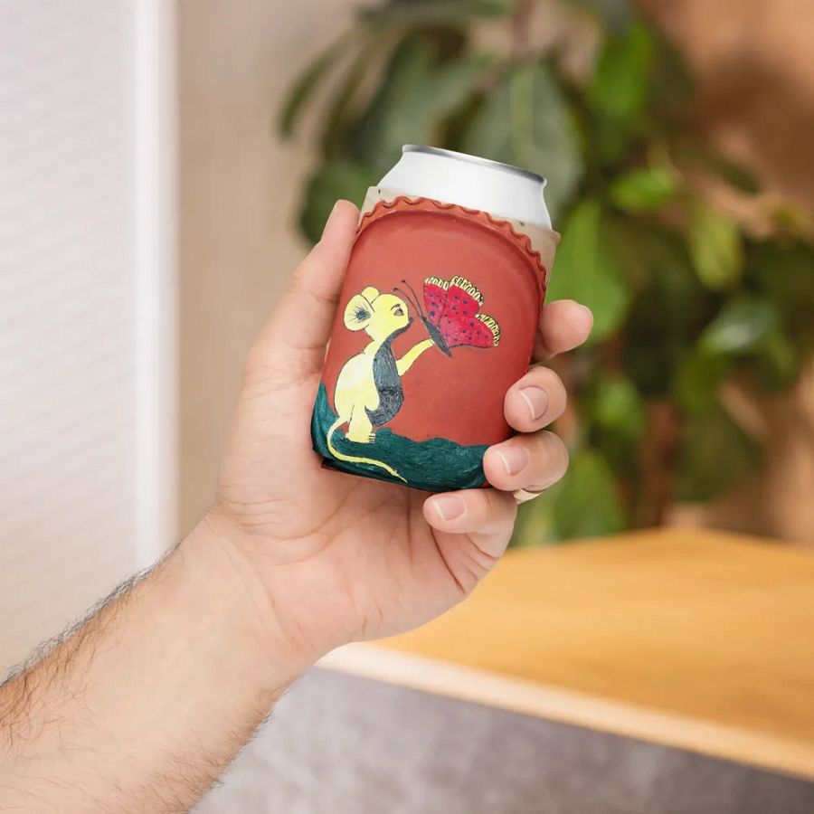 Whimsical Mouse and Butterfly Can Cooler product image (6)