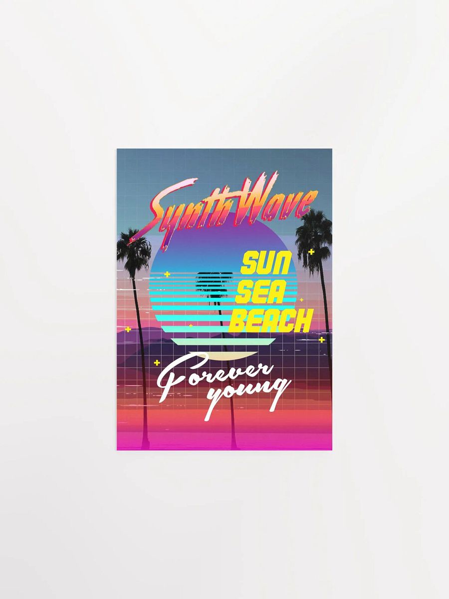 Synthwave poster: Sun. Sea. Beach [retrowave/vaporwave/synthwave] — aesthetic poster, retrowave art print, neon poster, 80s poster product image (6)