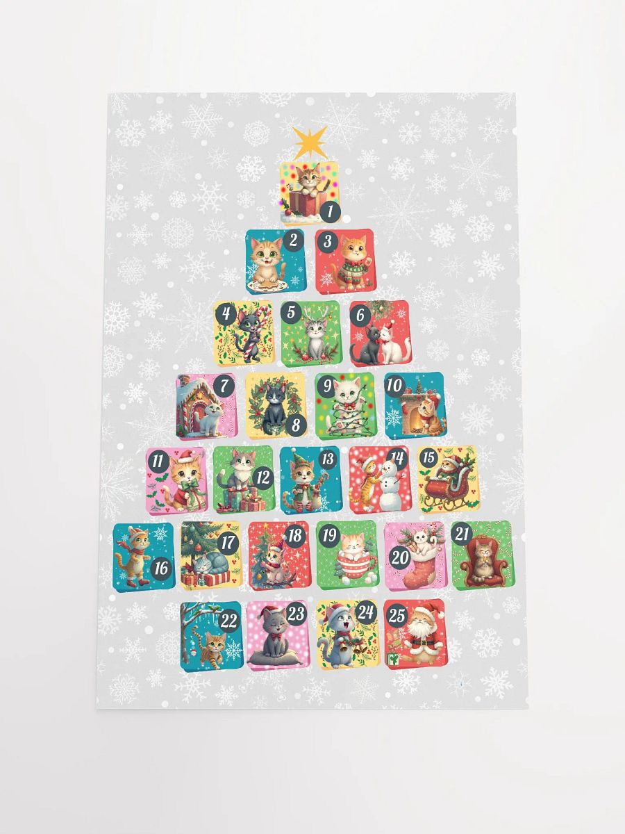 Christmas Advent Calendar Poster with Cats | Cute Cat-Themed Holiday Countdown Wall Art product image (1)