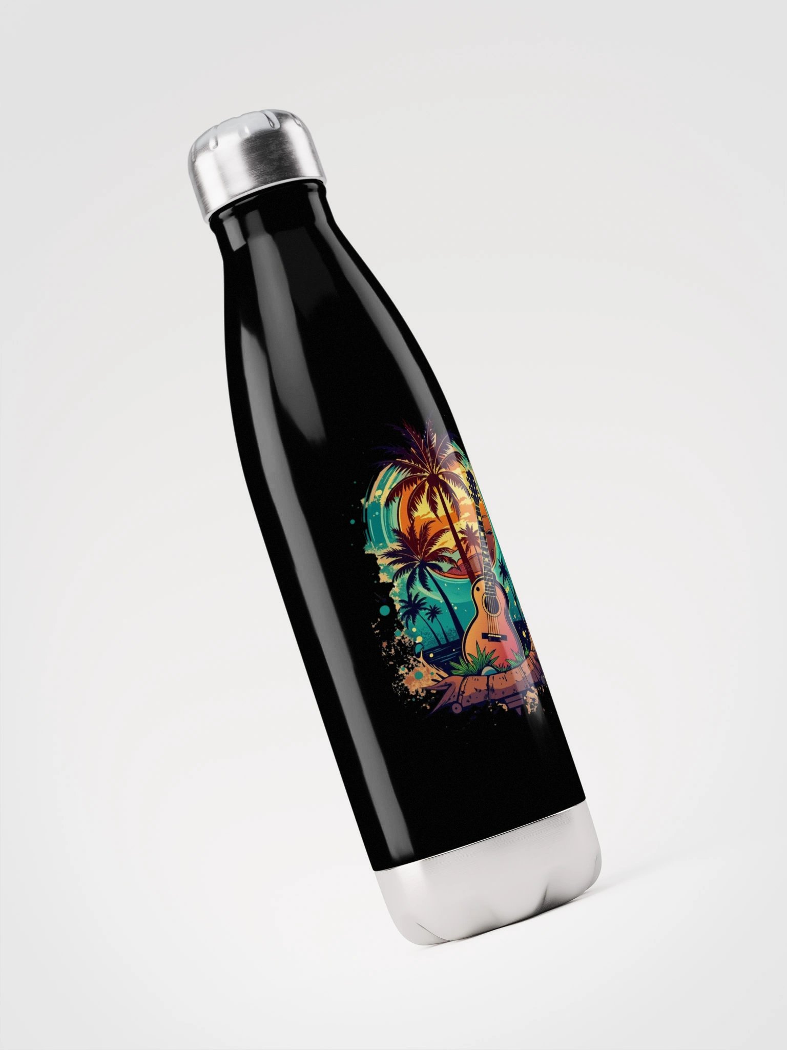 Tropical Sunset Guitar Stainless Steel Water Bottle product image (3)