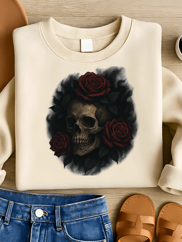 Mystic Rose Skull Sublimation PNG – Gothic Floral Skull for T-Shirts – Dark & Elegant Halloween Theme – 300 DPI Instant Digital Download product image (1)