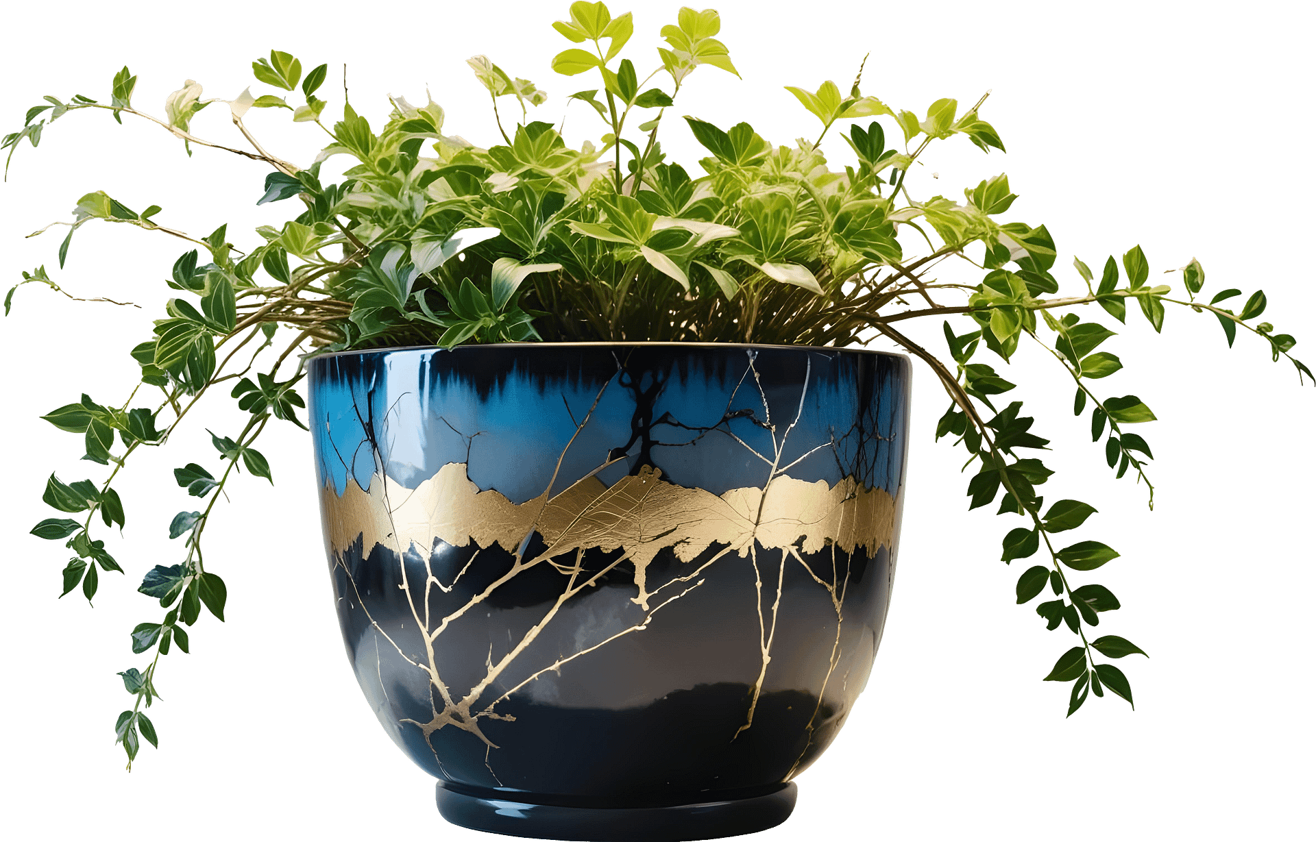 Kintsugi Harmony – Blue Ceramic Bowl PNG product image (1)