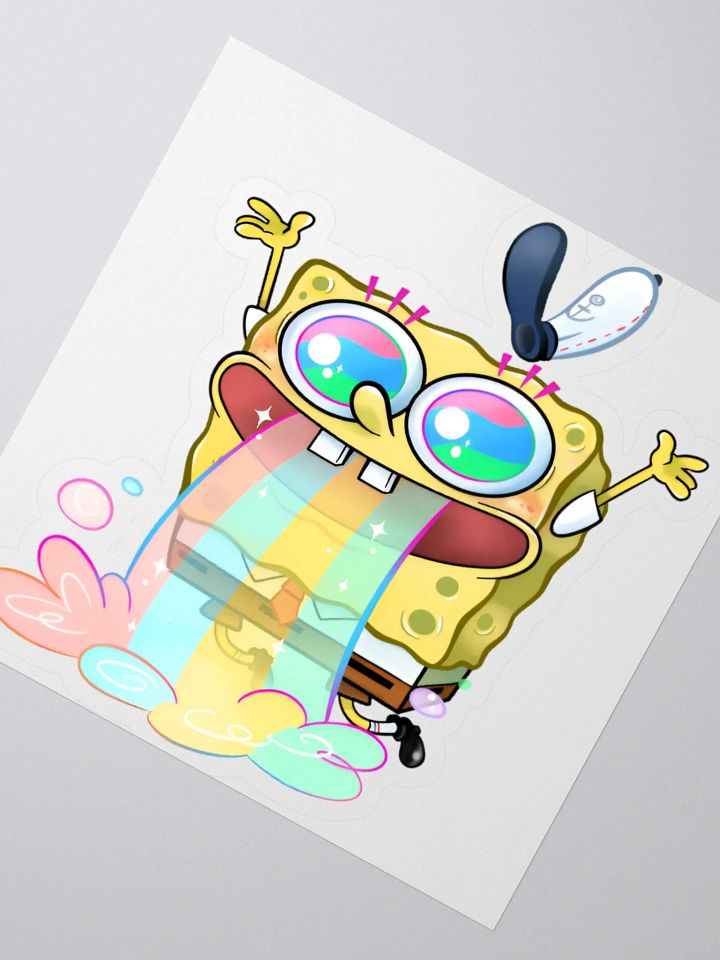 Rainbow Vomit Sponge Sticker - Psychedelic Cartoon Art product image (2)