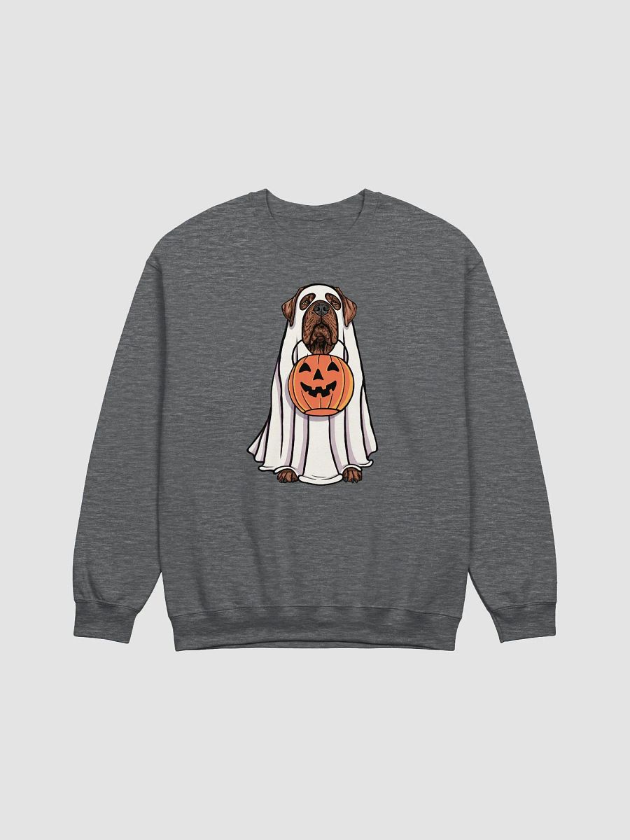 Funny Halloween Neapolitan Mastiff(Red) Sweatshirt | Funny Dog Wearing a Ghost Costume and Holding a Pumpkin Basket product image (7)