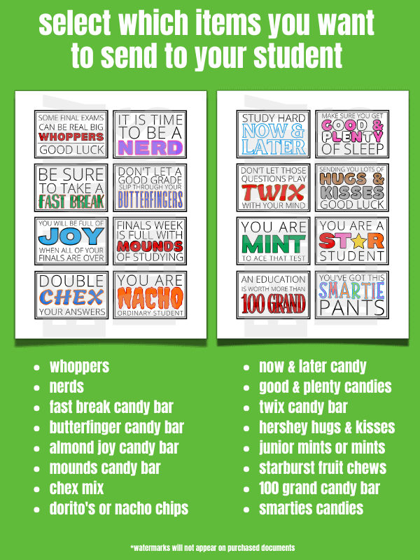 Finals Week Care Package Gift Tags - Middle School, High School & College product image (4)