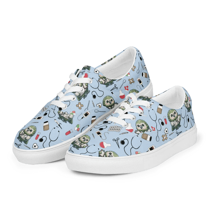 Cute Medical Kakapo Lace-up Canvas Shoes (Blue) product image (1)