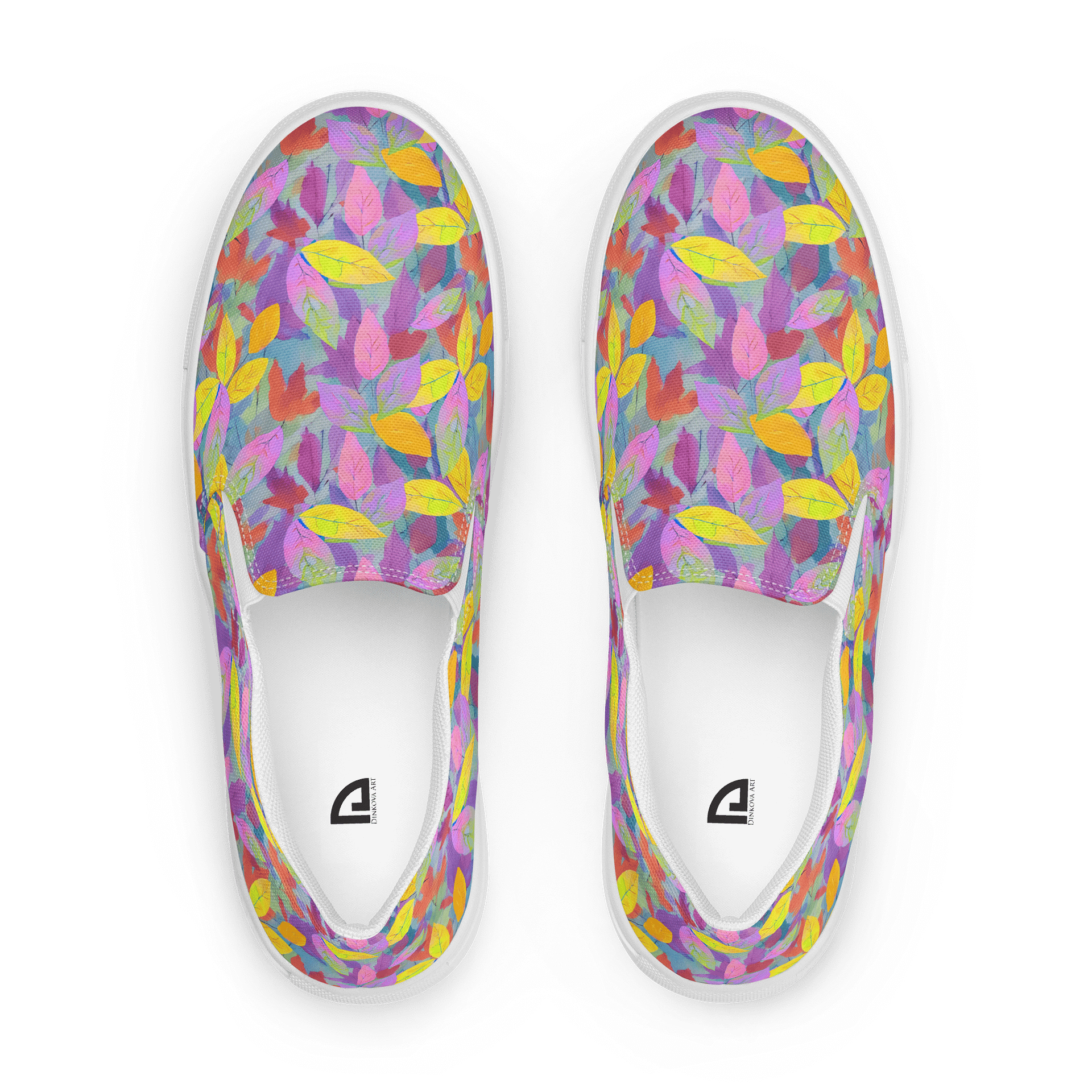 Yellow Pink Leaves Canvas Shoes product image (1)