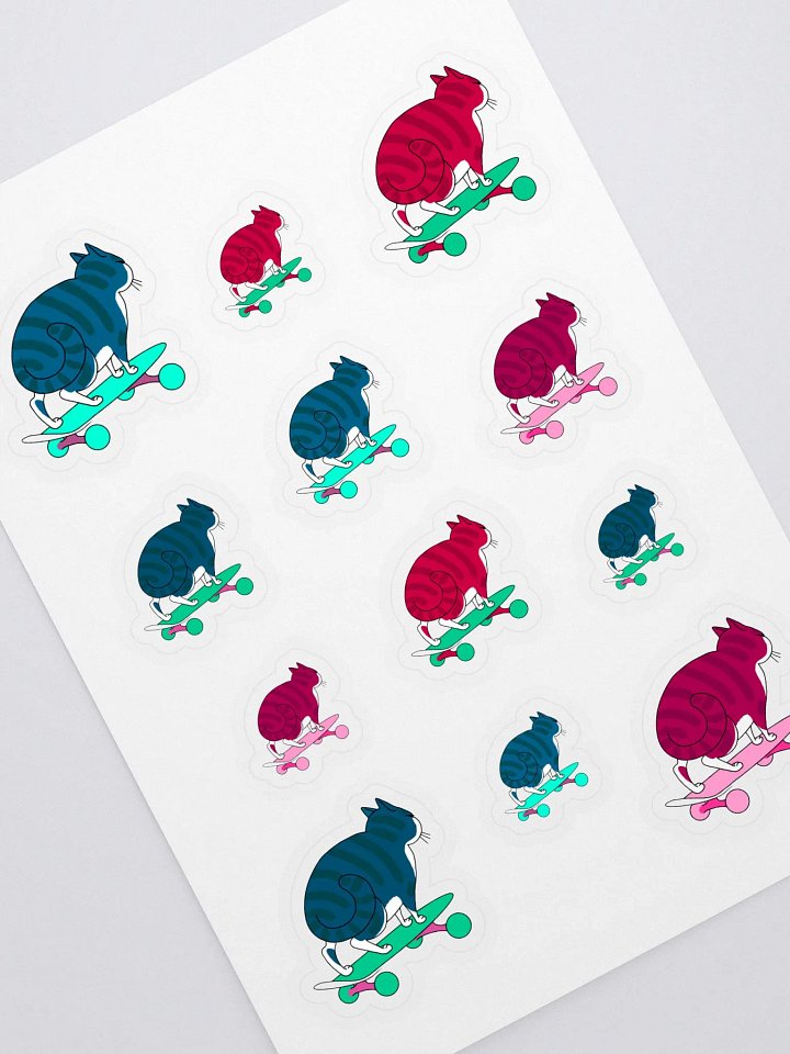 Skater Cats of Various Sizes and Colors Sticker Sheet product image (1)
