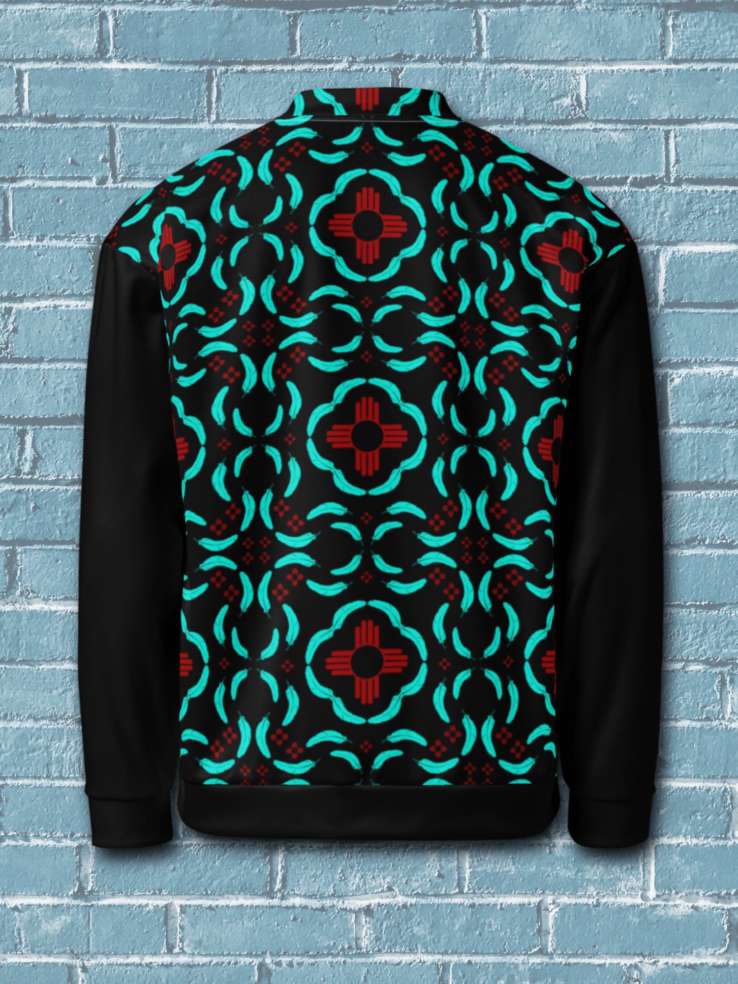 New Mexico Zia Turquoise Feathers Bomber Jacket product image (2)