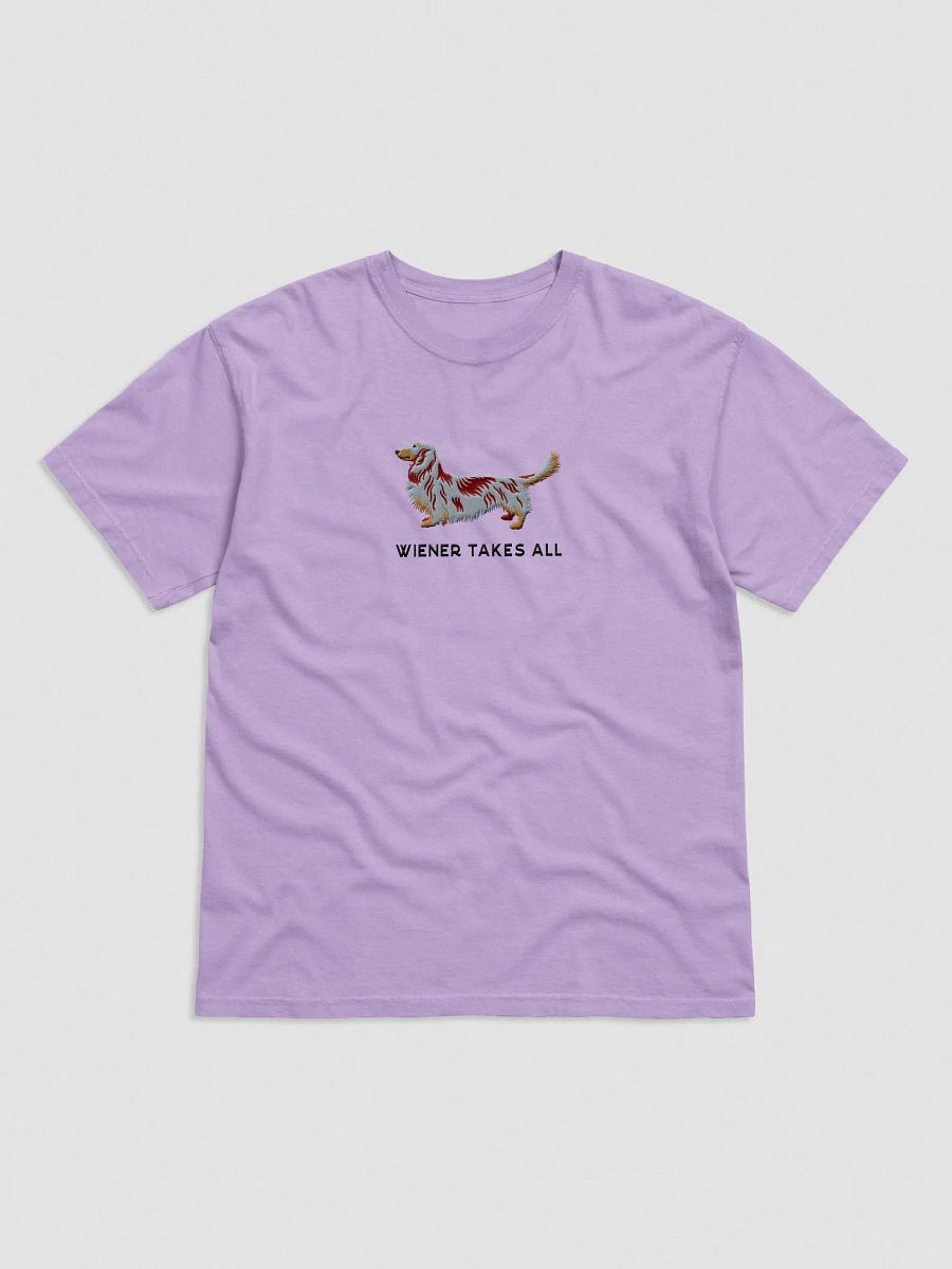 Wiener Takes All T-Shirt(Embroidered) of a Longhaired Dachshund(Red Dapple) product image (25)