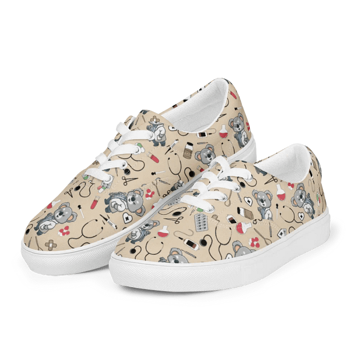 Cute Medical Koala Lace-up Canvas Shoes (Tan) product image (1)