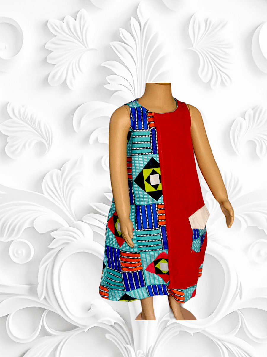 Simple plain and Ankara design baby girl gown product image (2)