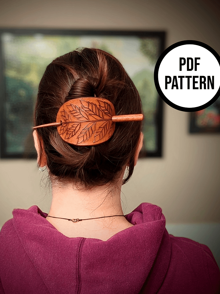 Leather Hair Slide with Wheat - PDF Pattern for Leatherwork product image (2)