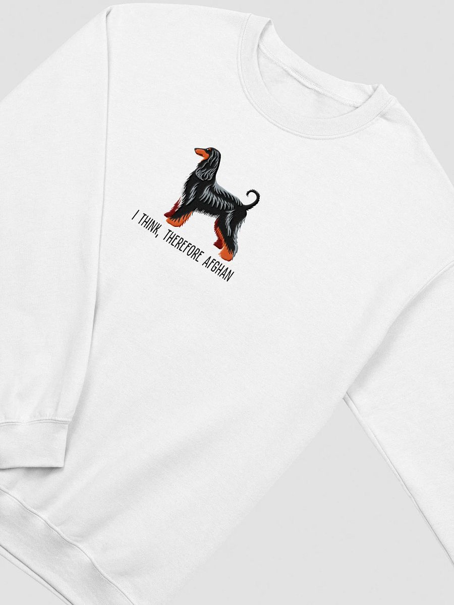 I Think Therefore Afghan Sweatshirt (Embroidered) of an Afghan Hound(Black & Tan) product image (15)