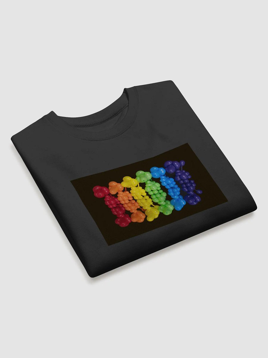 Colorful rainbow of balloon animal poodle dogs on black long sleeve shirt. product image (3)