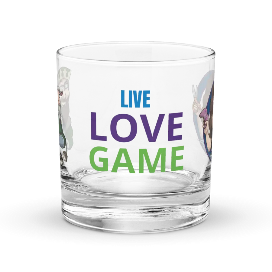 Downey Live, Love, and Game Rocks Glass product image (1)