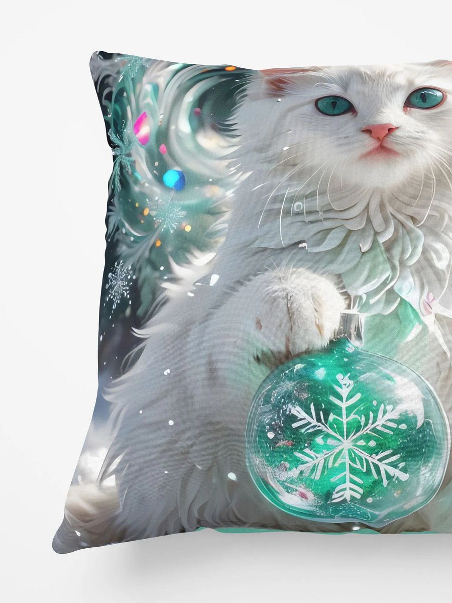 White Kitten with Snowflake Ornament Pillow product image (5)