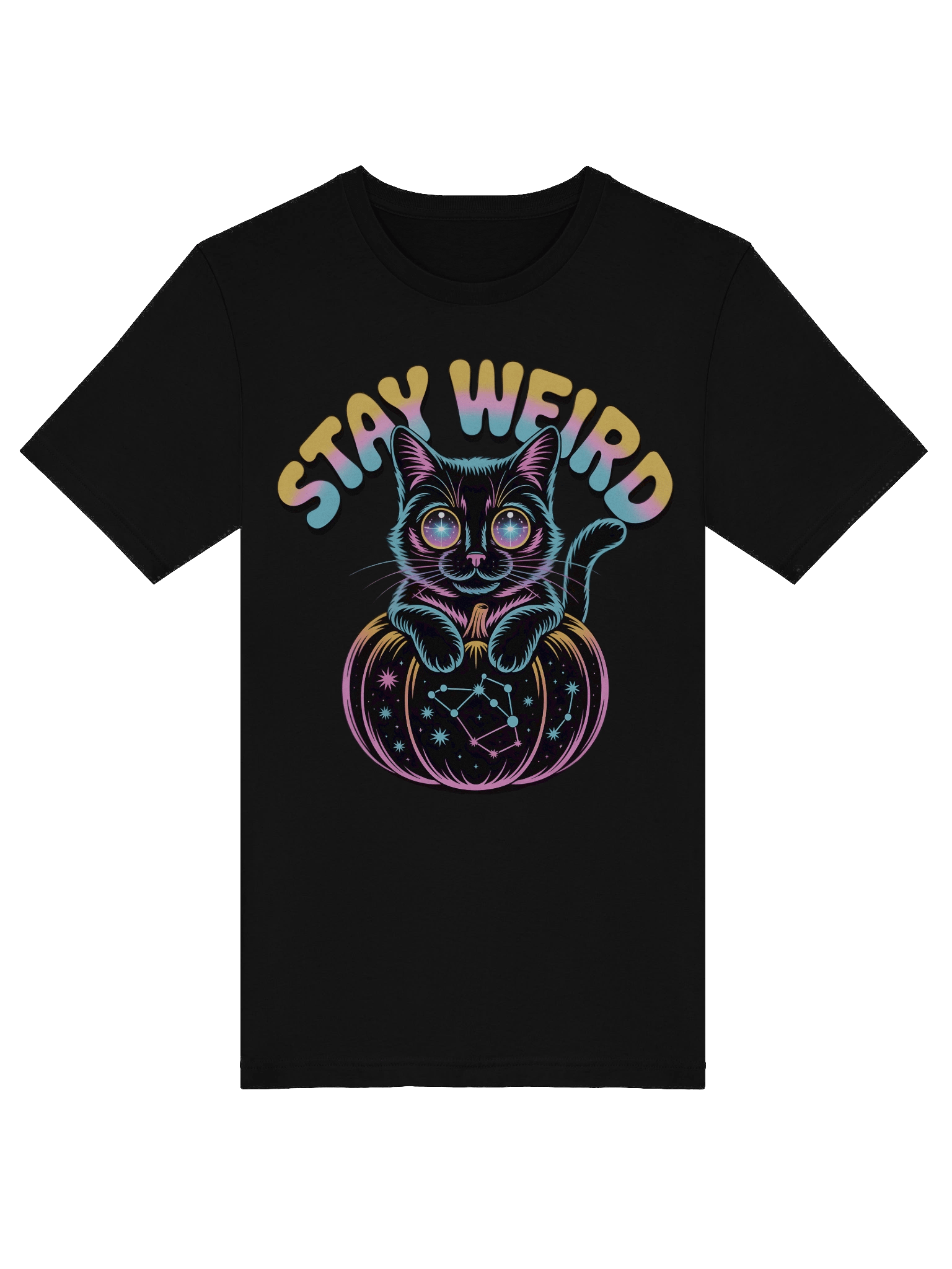 Starry-Eyed Cat on Pumpkin T-Shirt product image (5)