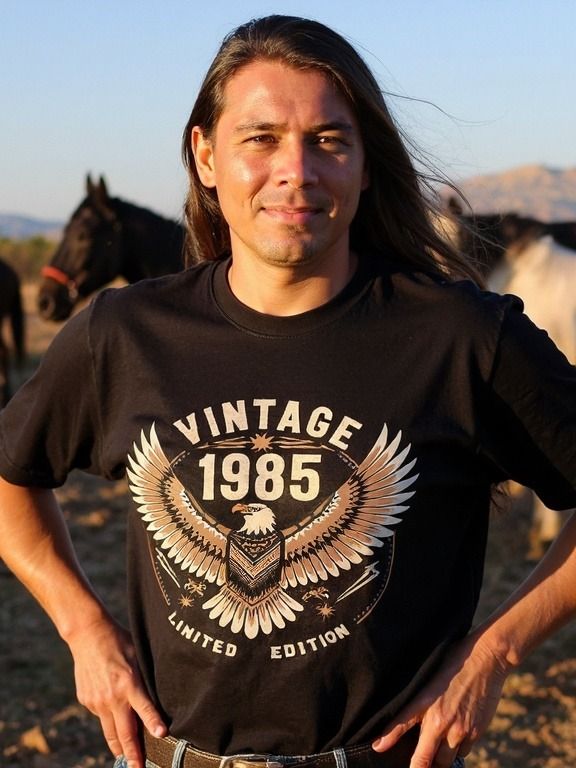 Vintage 1985 Fierce Eagle Native Spirit Style Birthday Tee product image (1)