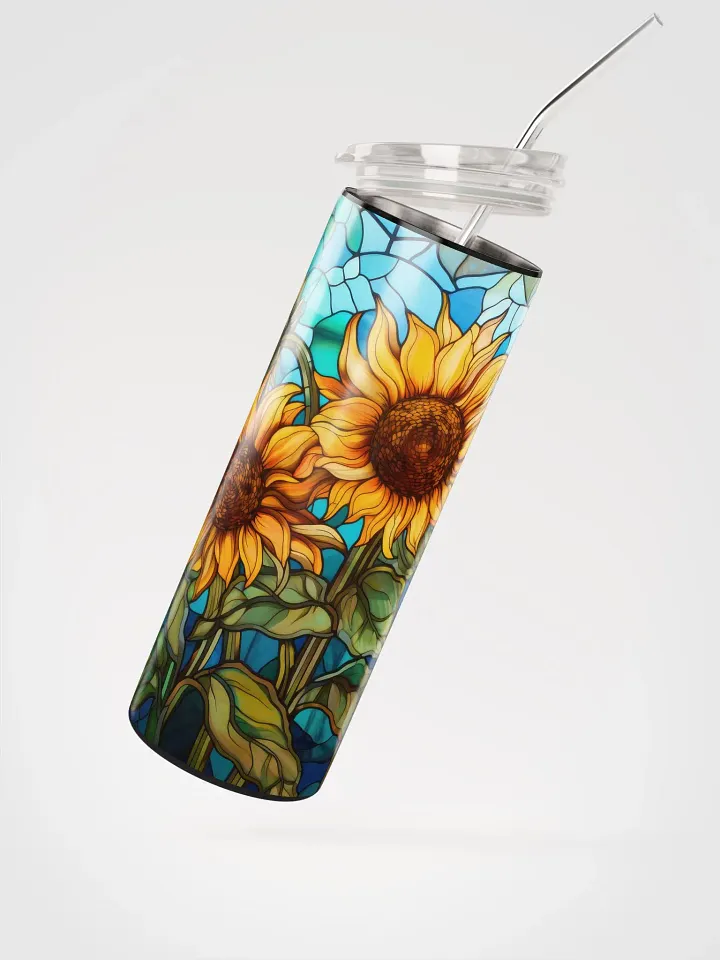 Sunflower Bliss: Stainless Steel Tumbler with Reusable Straw – Sip in Style product image (2)
