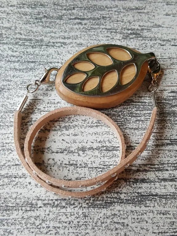 Khaki Faux Suede Stud Wrap Bracelet | Handmade Accessory for Bellabeat Leaf Urban & Ivy product image (2)