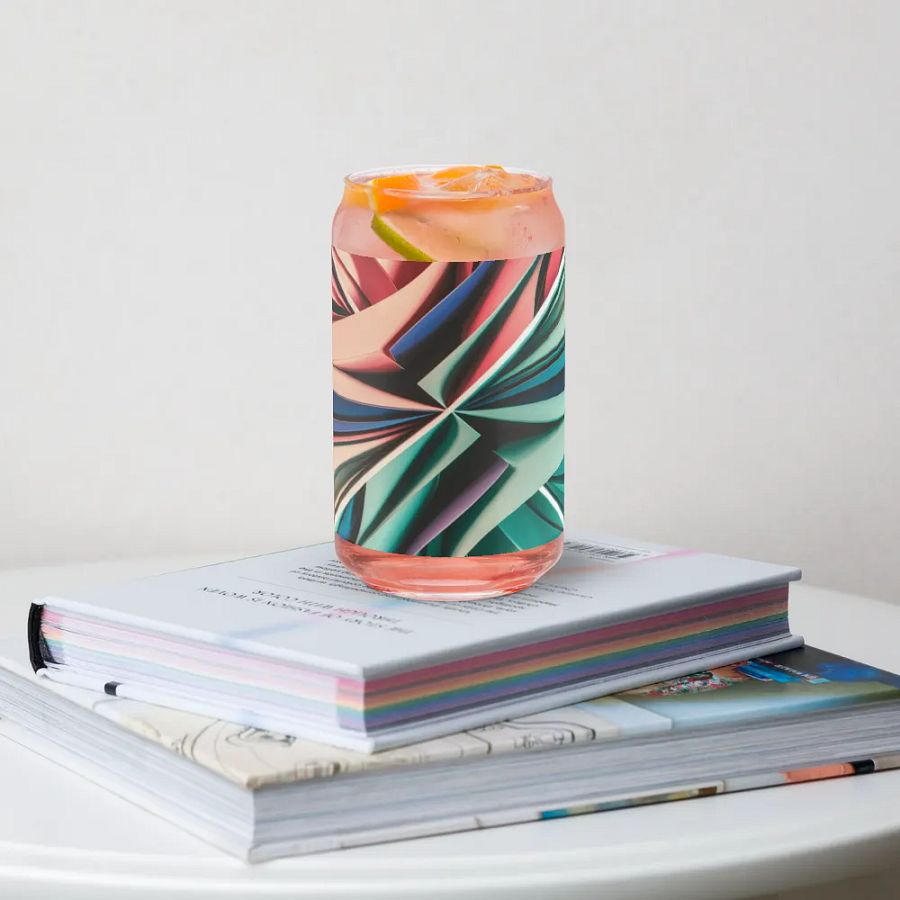 Graphic Grove Can-Shaped Glass - Vibrant Geometric Design, 16oz product image (5)