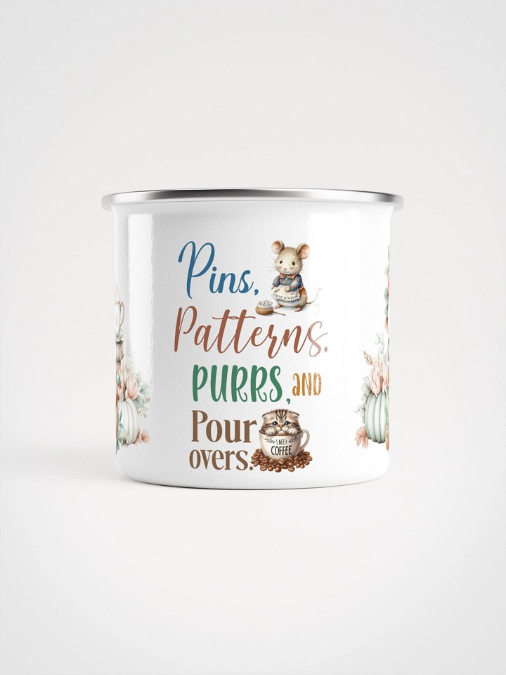 Autumn Pins Patterns Purrs Coffee Enamel Mug product image (2)